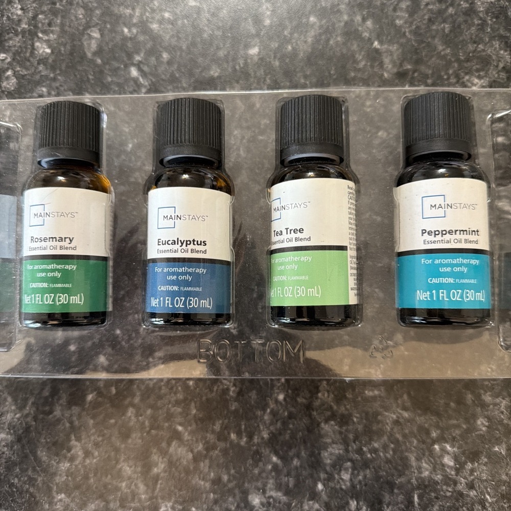 Mainstay Essential Oil Pack Of 4 Rosemary Eucalyptus Tea Tree‎ Peppermint New!